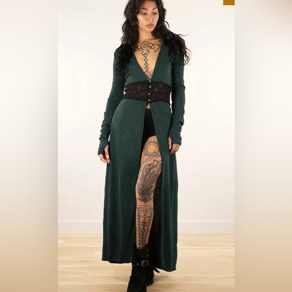 Witchy Dark Teal Long Cardigan